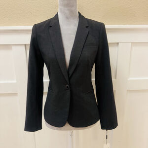 NWT Calvin Klein One-Button Vent Blazer Jacket Size:4P MSRP:$89 Black Lined